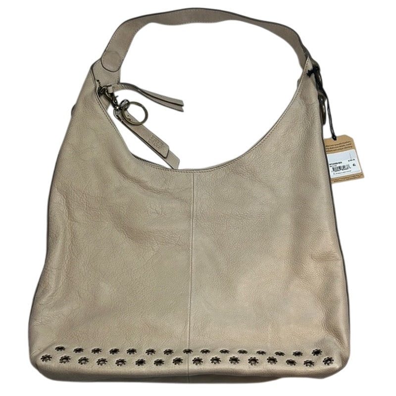 FRYE Light Tan Beige Pebbled Leather Hobo Bag, Flower Eyelet Details, NWT!