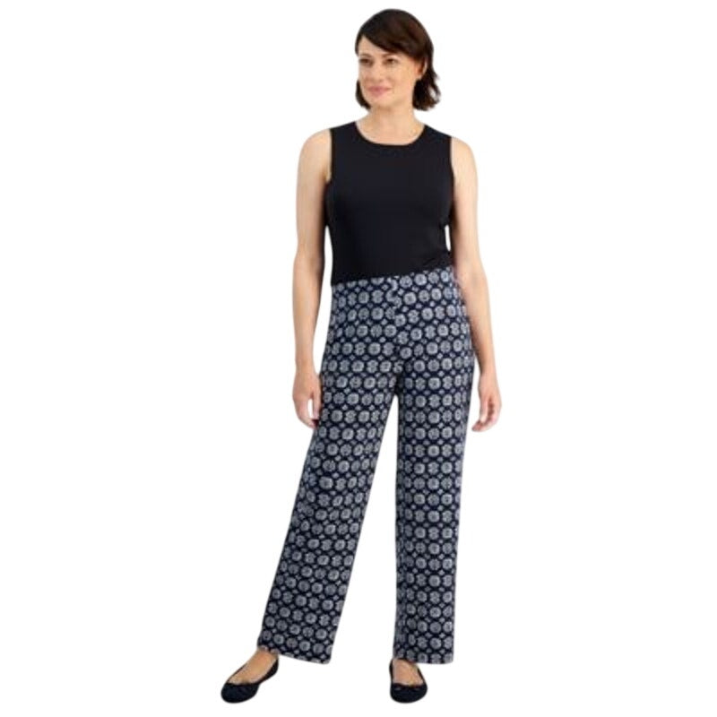 JM Collection Women's Plus Size Isabel Impression Knit Pants in Intrepid Blue
