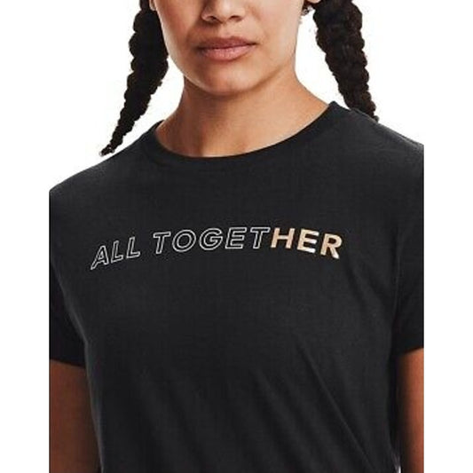 Under Armour Black Tee Shirt w/ White & Gold Decals, “All TogetHER”, Size S, NWT