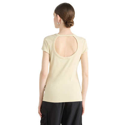Hugo BOSS Orange Women's Esima Ribbed Cutout Top in Beige