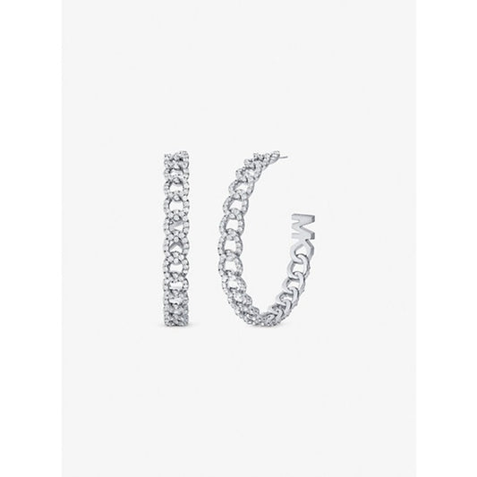 Michael Kors Precious Metal-Plated Brass Pavé Curb Link Hoop Earrings