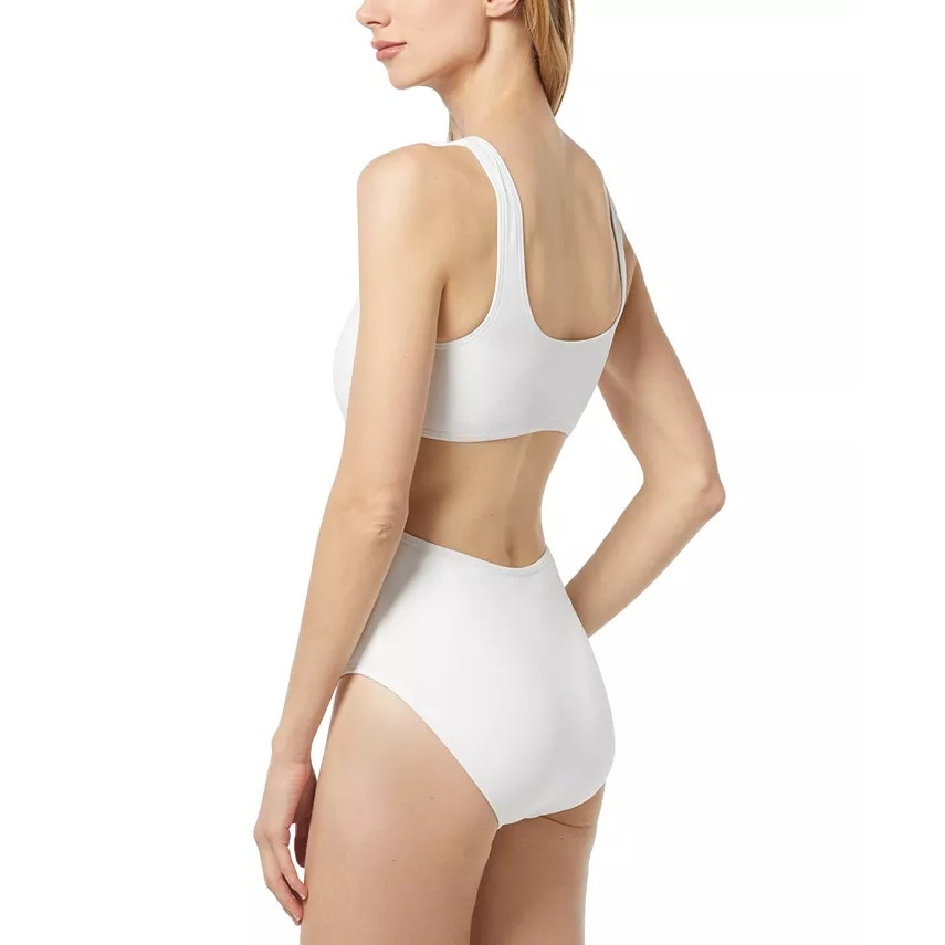 MICHAEL MICHAEL KORS Zip-Trim Cutout One-Piece Swimsuit In White