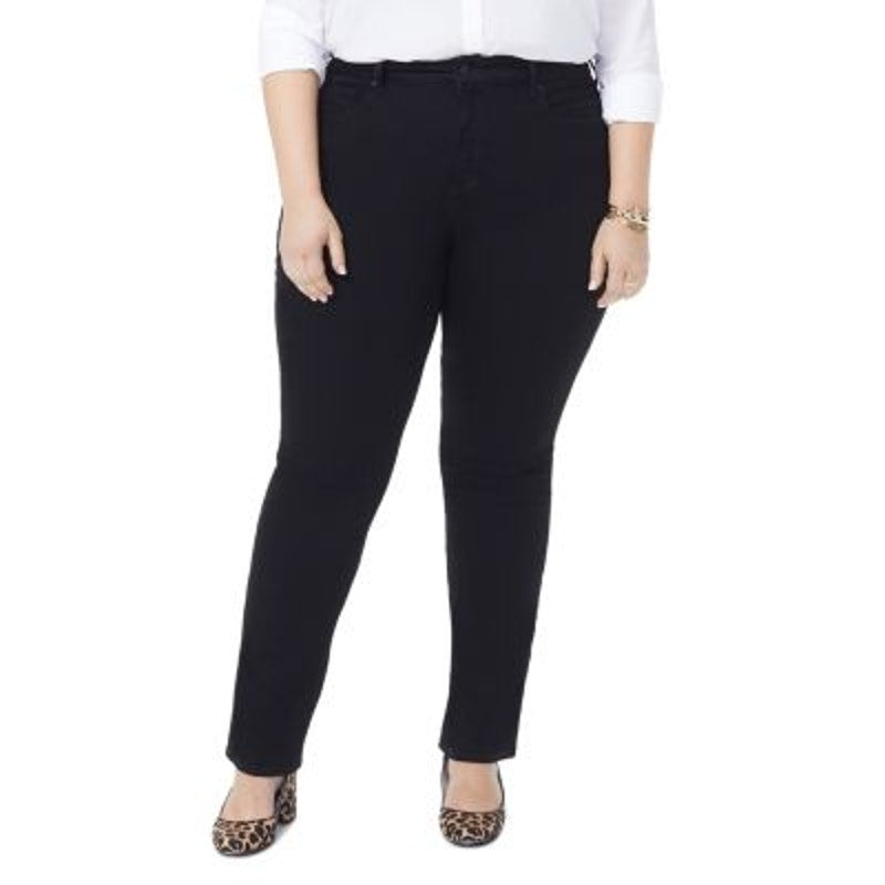 NYDJ Women's Plus Size "Marilyn" Straight Leg Jeans in Black