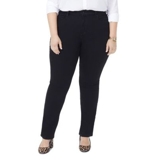 NYDJ Women's Plus Size "Marilyn" Straight Leg Jeans in Black