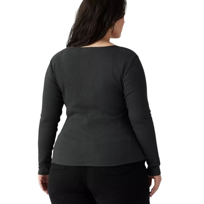 Levi's Women's Plus Size Honey Long-Sleeve Top in Black