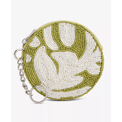 On 34th Hand Beaded Round Coin Purse In Green