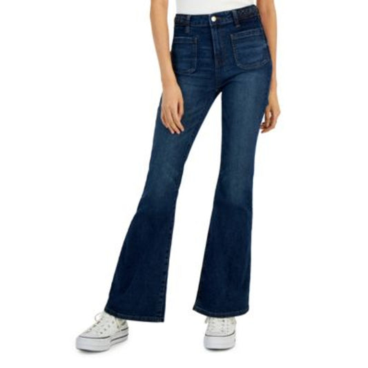 Celebrity Pink Juniors Braided Waist Patch Pocket Jeans in Gullible Blue