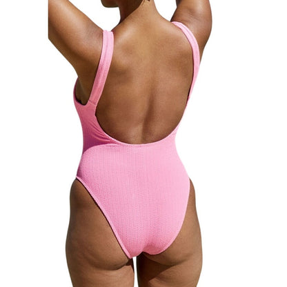 COTTON ON Women's Low-Back One-Piece Swimsuit In Malibu Pink Crinkle