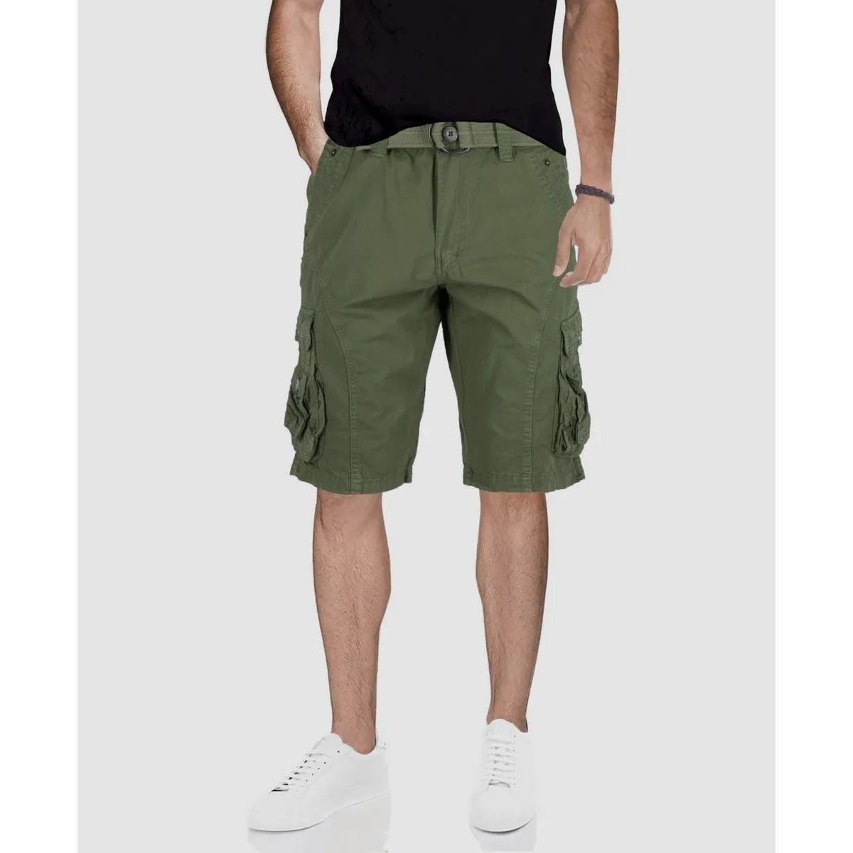 X-RAY Men's Belted Snap Detail Cargo Shorts Olive,