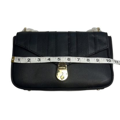 Calvin Klein Black Linear Quilted Leather Crossbody Bag, Gold Hardware, NWT