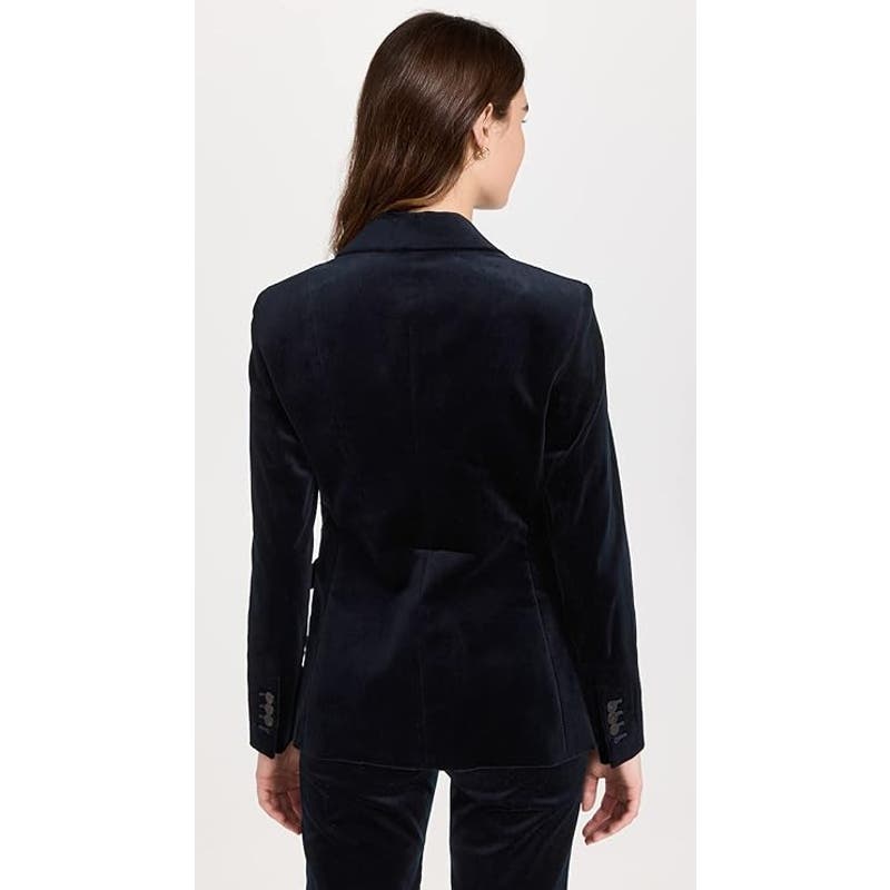 Theory Riding Blazer in Stretch Velvet Baltic Blue