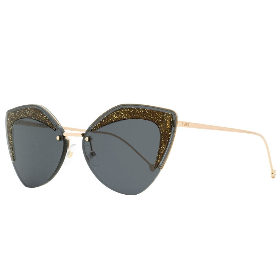 Fendi Cat Eye Sunglasses w/ Dark Lenses, Rose Gold Hardware, & Glitter Accents! FF0355/S