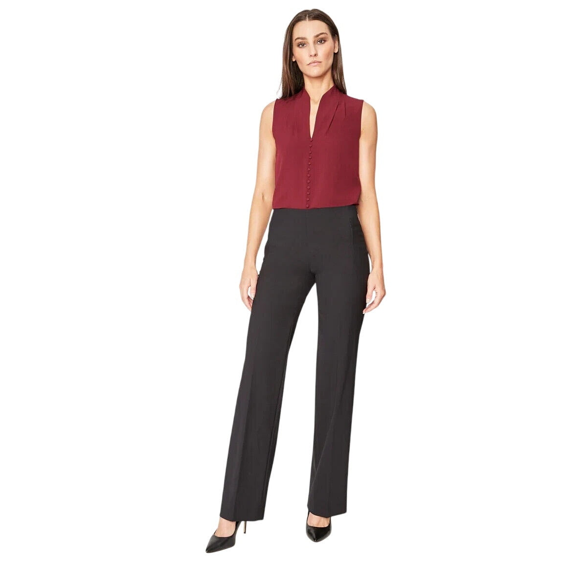 Tahari Women's “Terry Straight” Dress Pants w/ Pockets in Black