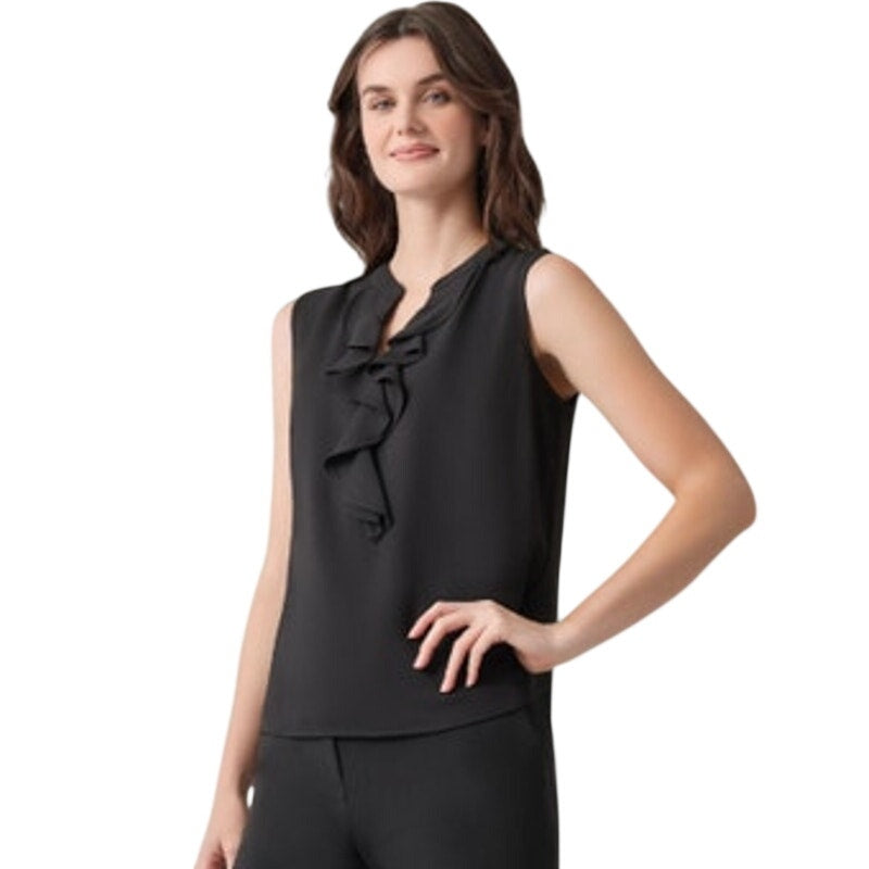 Kasper Women's Sleeveless Ruffle-Neck Top in Black