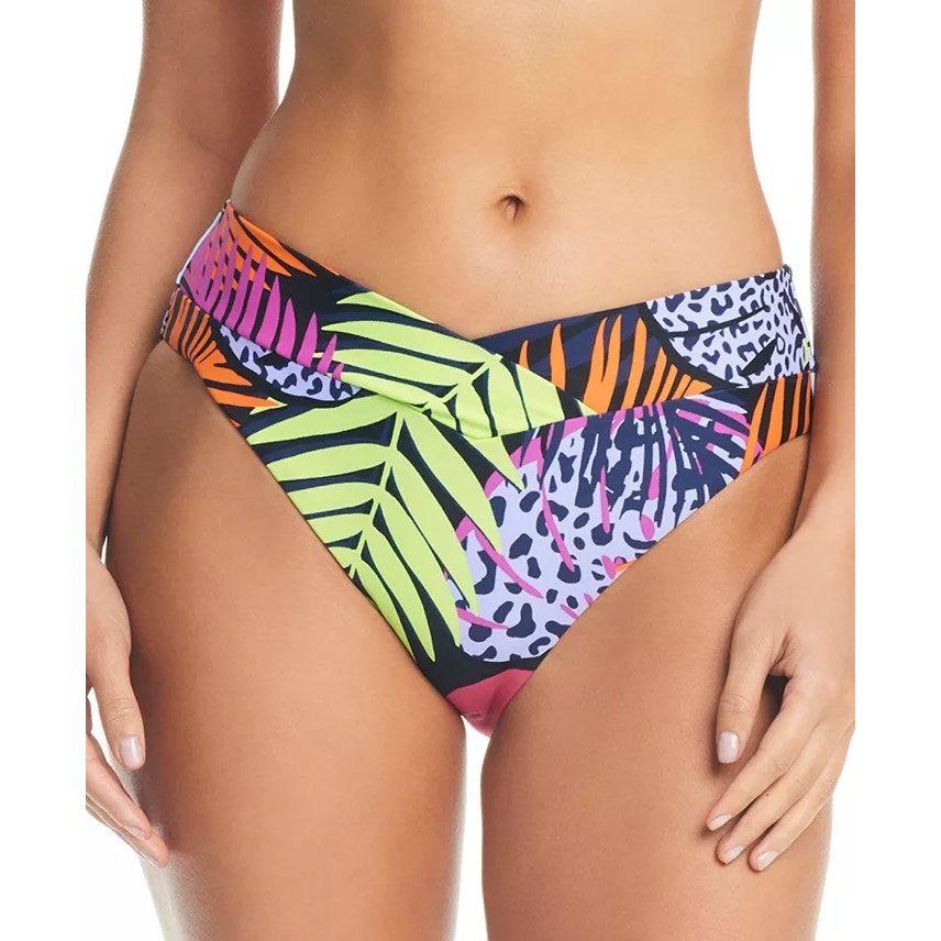 Bar III Women's Palm Prowl High Leg Bikini Bottoms In Multicolor