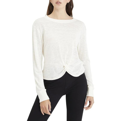 Sanctuary Womens Knotted-Front Long-Sleeve Top White