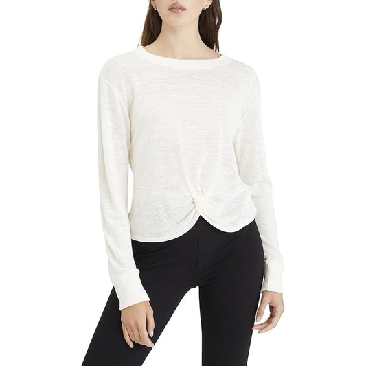 Sanctuary Womens Knotted-Front Long-Sleeve Top White, Size XL