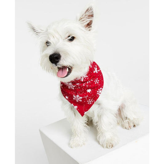 Family PJs Candy Red Snowflake Dog Bandana, Size L/XL