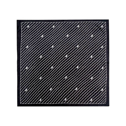 Lauren Ralph Lauren Monogram Scarf In Black White Stripe