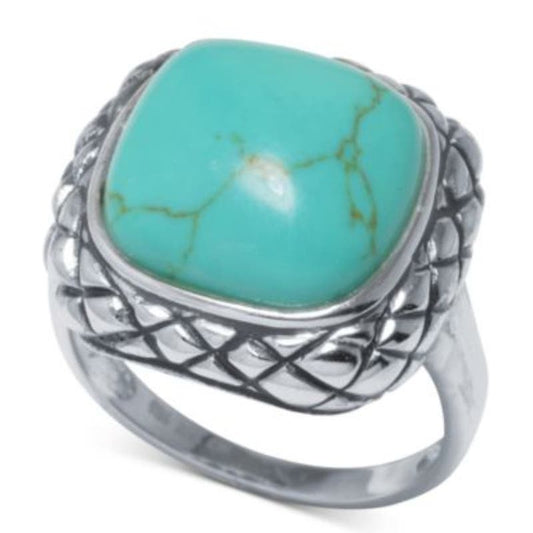 R. H. Macy Silver & Turquoise Square Ring,