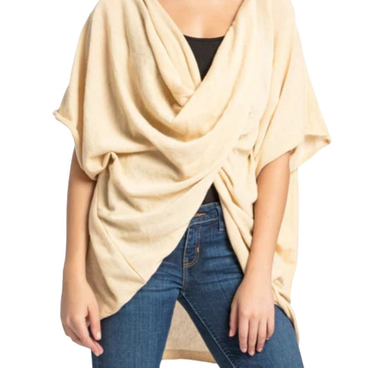 Save the Ocean Apparel Company, Ivory Knit Poncho w/ Twist Detail, One Size, NWT