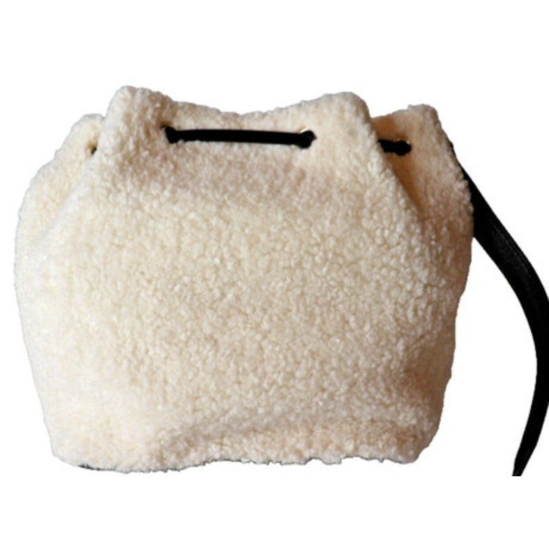 DKNY Ivory & Black Sherpa “Tilly” Drawstring Crossbody Bag, NWT!