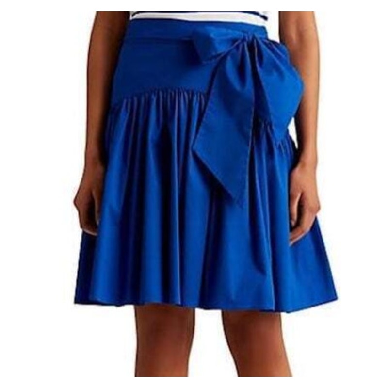 Lauren Ralph Lauren Royal Blue Midi Flare Skirt w/ Waist Tie Detail, Size 6
