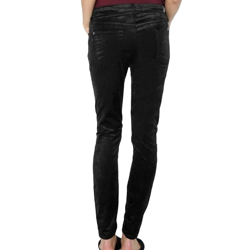 7 For all Mankind Ladies High Rise Black Velvet Skinny Fit Ankle Jeans, Size 25