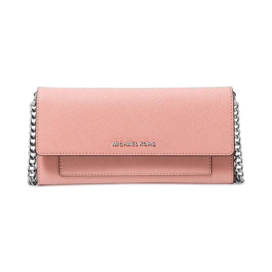 Michael Kors Jet Set Medium Saffiano Leather Convertible Wallet Chain Bag, Pink