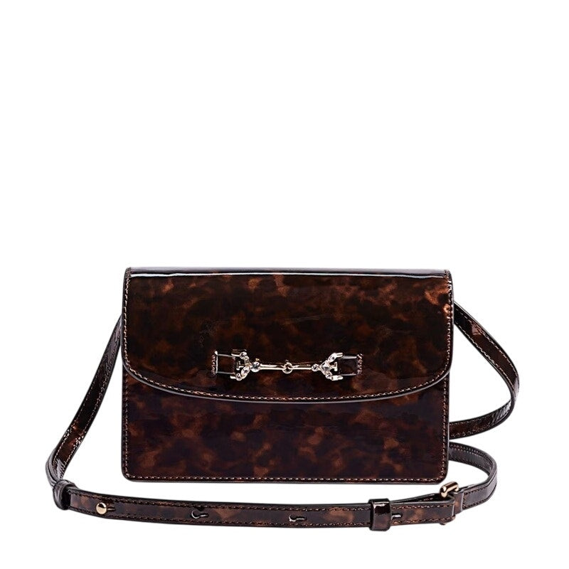 Sam Edelman "Loraine" Small Box Crossbody in Brown Black Tortoise Print
