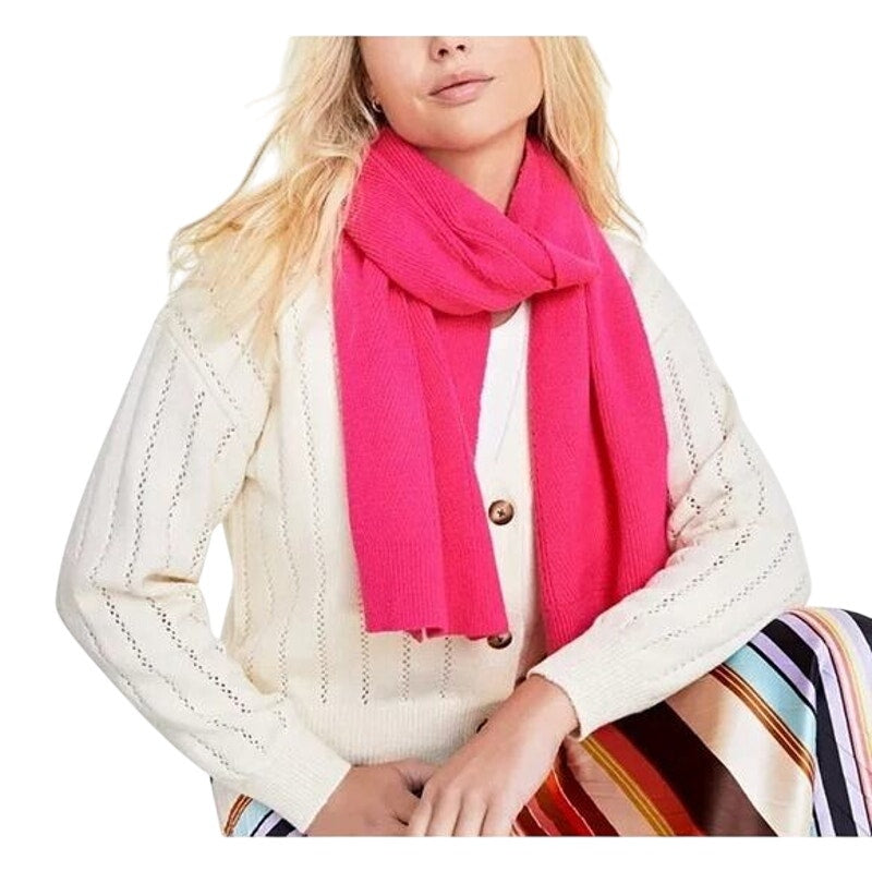 On 34th Women's Solid Multi-Stitch Scarf in Pink