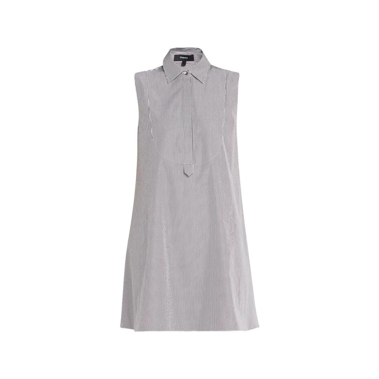 Theory Women's Sleeveless Bib Tunic Mini Dress in Downing Charcoal Stripe, Small