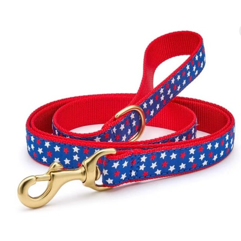 Up Country Red, White, Blue Star Print Dog Leash