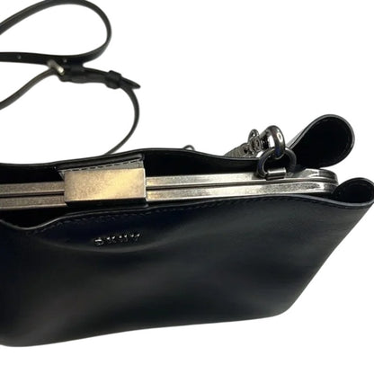 DKNY Farrah Leather Bucket Bag, White & Black Dual Tone Snap Closure Bag