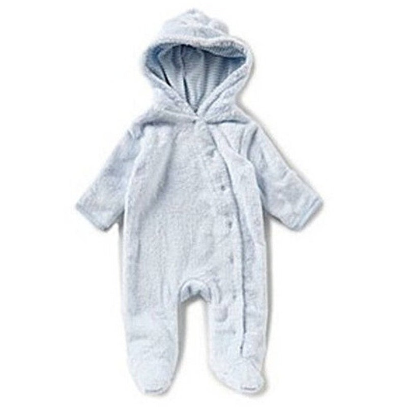 Starting Out Fuzzy Blue Romper w/ Bear Ears on Hood, Size 0-3MO, NWT!!