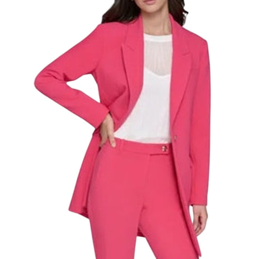 KARL LAGERFELD PARIS Women's Double-Breasted Blazer Jacket in Teaberry Pink