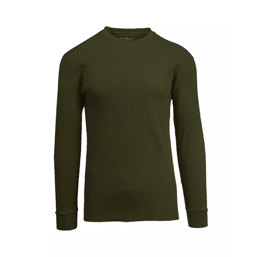 GALAXY BY HARVIC Men's Waffle Knit Thermal Shirt In Olive, Size Medium