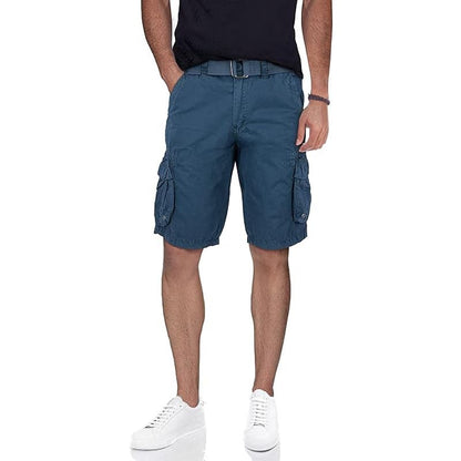 X-RAY Men's Belted Snap Detail Cargo Shorts Majolica Blue