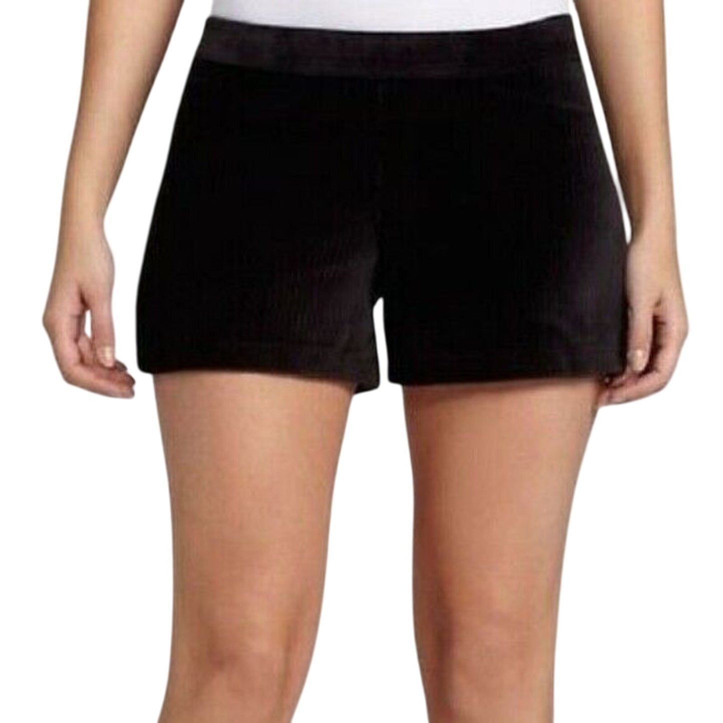 Hue Original Ladies Wide Walk Corduroy Shorts Black