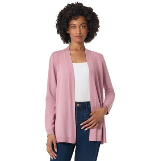 Jones New York Women's Open-Front Ribbed-Edge Cardigan in Marble Pink