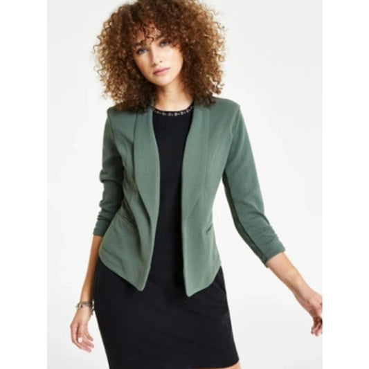 Bar III Petite 3/4 Sleeve Shawl-Collar Cardigan in Palmetto Green