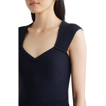 Hugo Boss Orange Forberts Rib Body-Con Dress in Dark Navy Blue