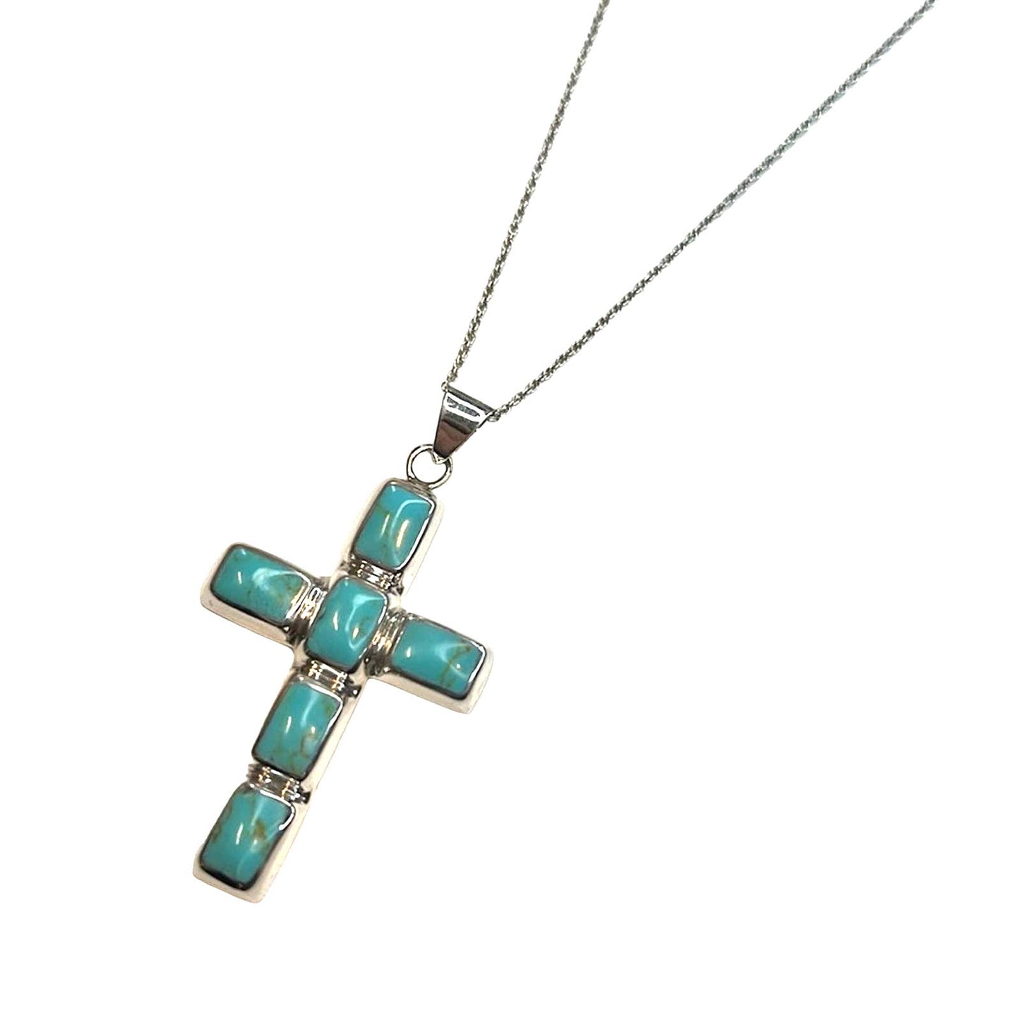 R. H. Macy Silver & Turquoise Cross Necklace, NWT!