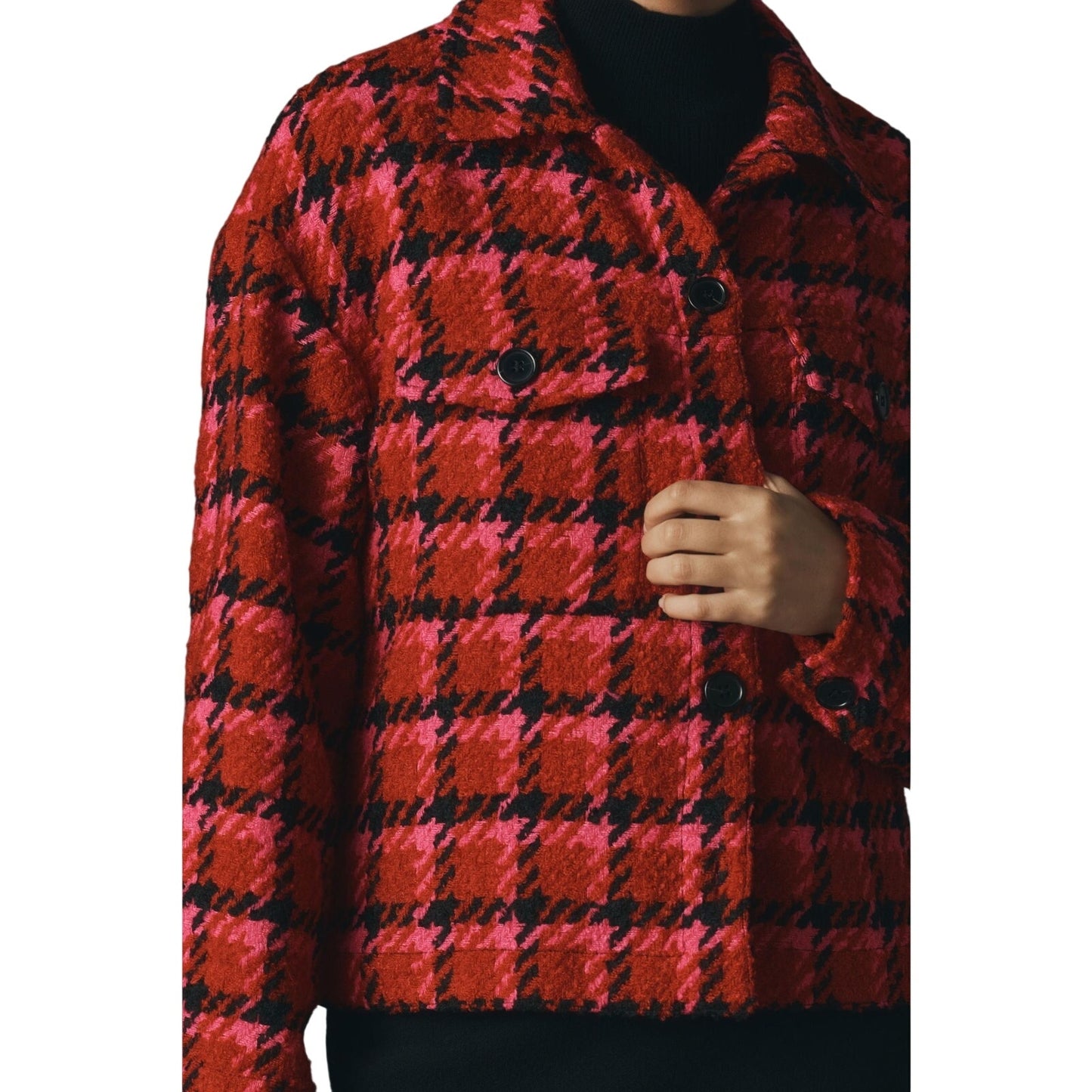 Sanctuary Women's Plaid Button-Front Shacket Lipstick Red Plaid