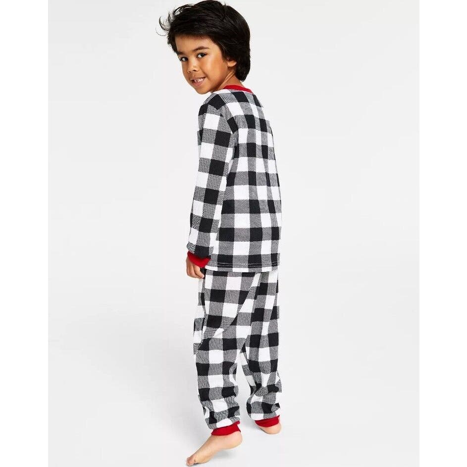 Family Pajamas Matching Kids Thermal Buffalo Black and White Buffalo Check