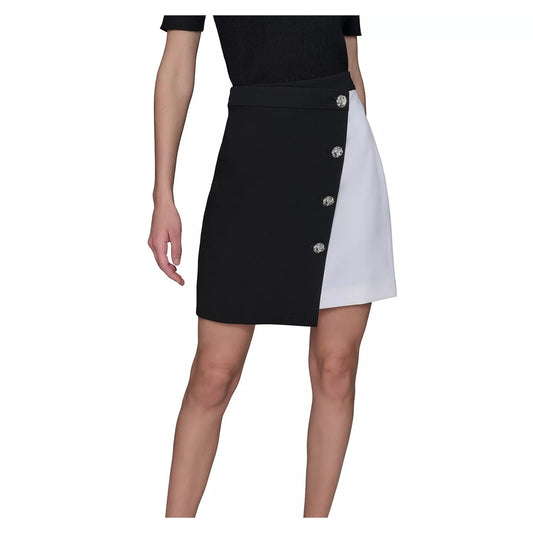 KARL LAGERFELD PARIS Women's Colorblocked Mini Skirt in Black & White