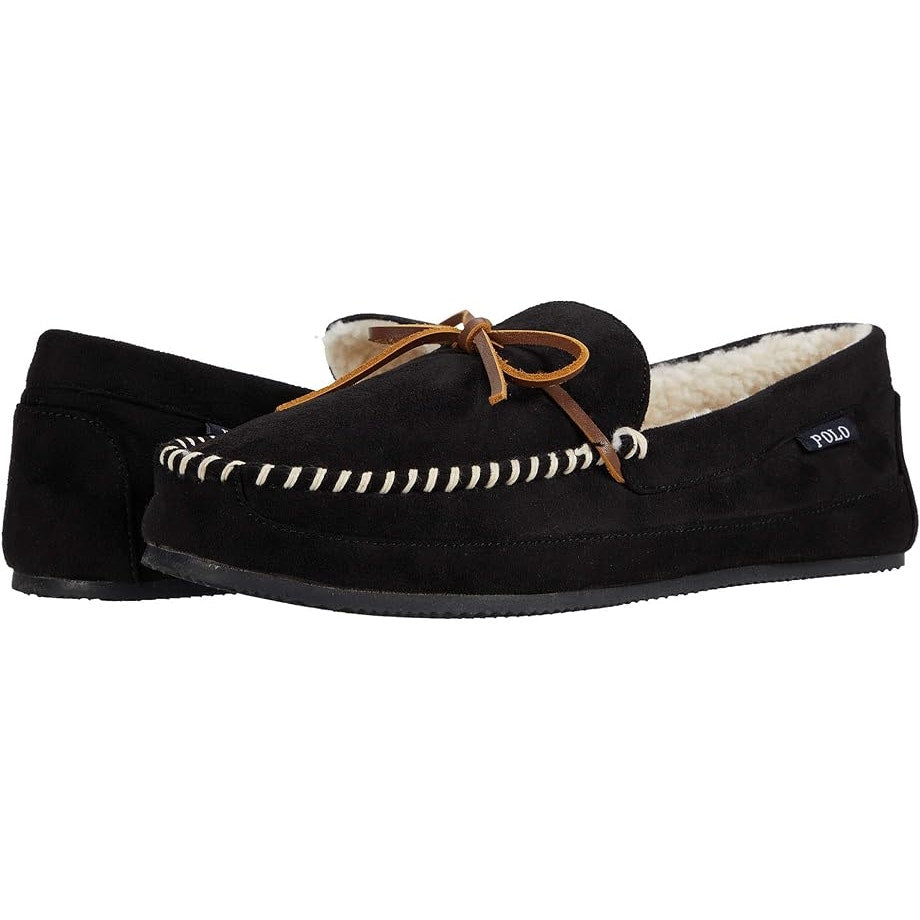 Polo Ralph Lauren Men's Markel V Microsuede Moccasin Slippers in Black, Size 12