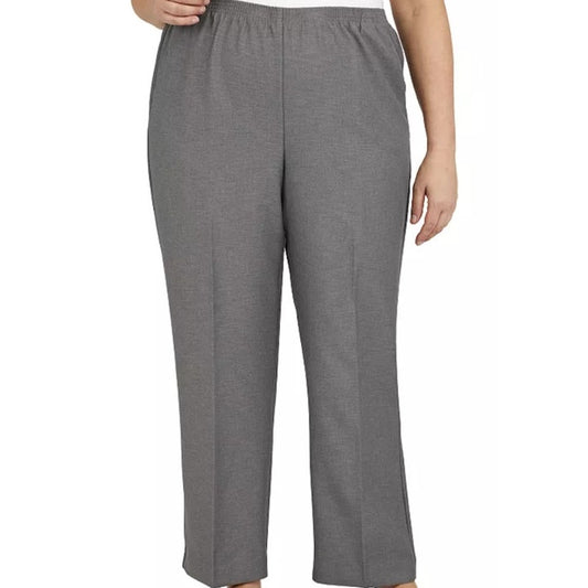 Alfred Dunner Plus Size Pull-On Straight Leg Pants in Gray