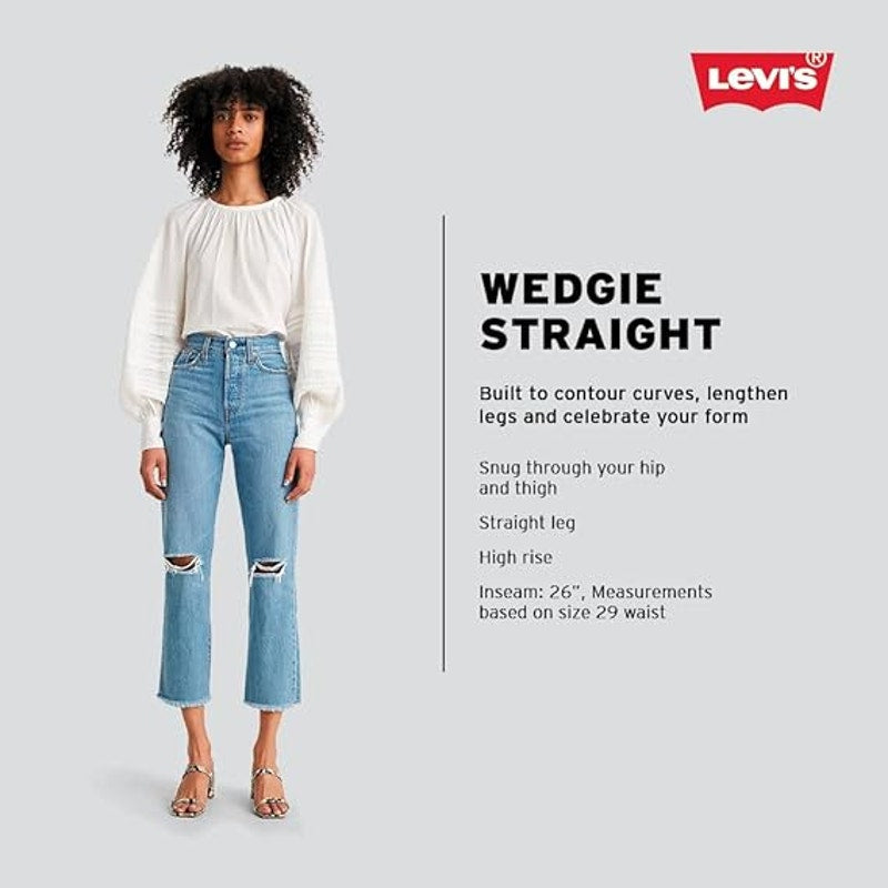 Levi's Women's Released Hem Wedgie Straight Leg Jeans in Flow Style Cream, 28.