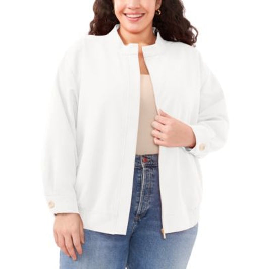 Vince Camuto Women's Plus Size Stand-Collar Bomber Jacket in New Ivory